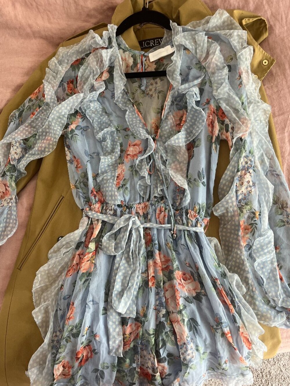 Zimmermann Silk Floral and Polka Dot Ruffle Romper / Playsuit